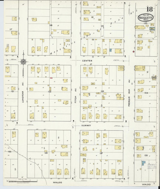 Sanborn Fire Insurance Map from Marquette, Marquette County, Michigan (1917), Sheet #0018 - Historic Sanborn Fire Insurance Map Print, vintage old map wall art, antique decor, genealogy gift, Michigan Michigan map