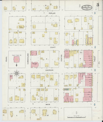 Sanborn Fire Insurance Map from Paragould, Greene County, Arkansas (1894), Sheet #0003 - Complete Map Set gallery image, historic Sanborn map, vintage wall art, Arkansas Arkansas