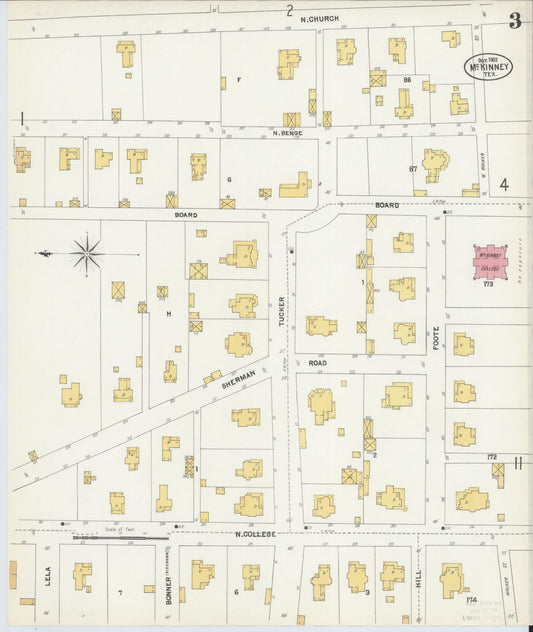 Sanborn Fire Insurance Map from McKinney, Collin County, Texas (1902), Sheet #0003 - Historic Sanborn Fire Insurance Map Print, vintage old map wall art, antique decor, genealogy gift, Texas Texas map