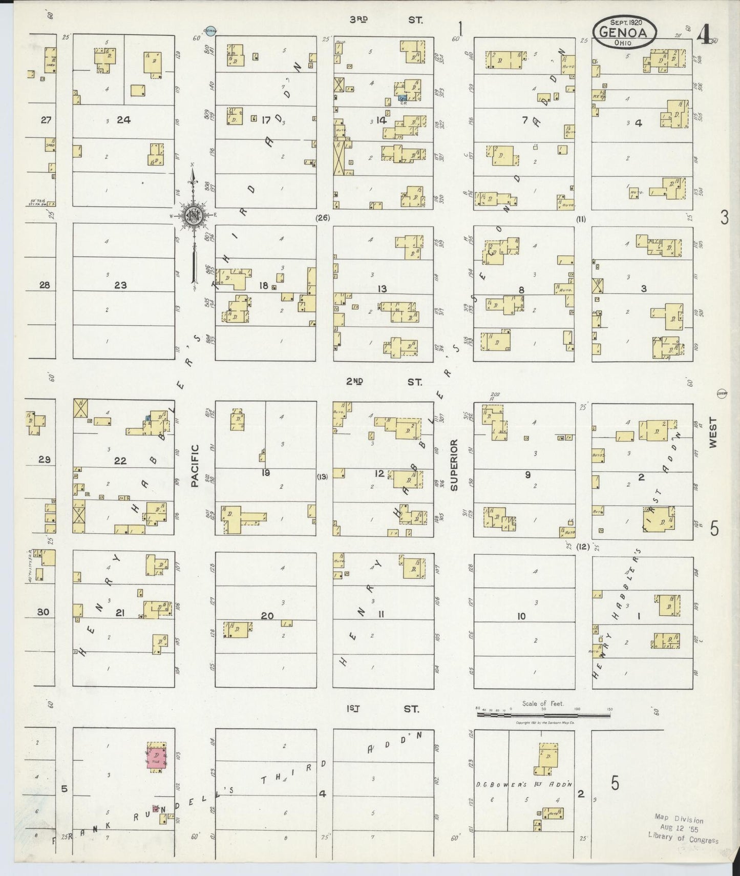 Sanborn Fire Insurance Map from Genoa, Ottawa County, Ohio (1920), Sheet #0004 - Historic Sanborn Fire Insurance Map Print, vintage old map wall art, antique decor, genealogy gift, Ohio Ohio map