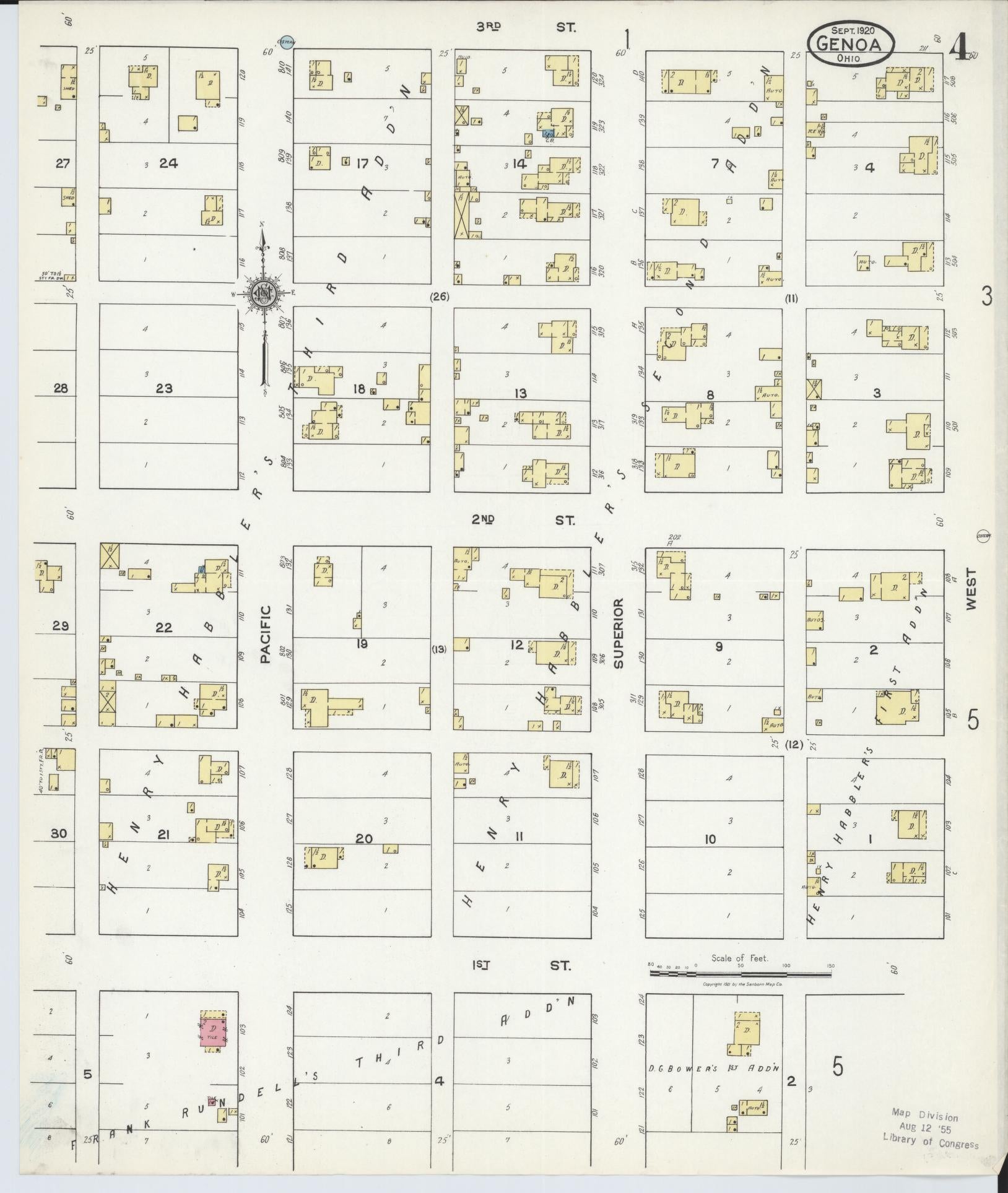Sanborn Fire Insurance Map from Genoa, Ottawa County, Ohio (1920), Sheet #0004 - Historic Sanborn Fire Insurance Map Print, vintage old map wall art, antique decor, genealogy gift, Ohio Ohio map