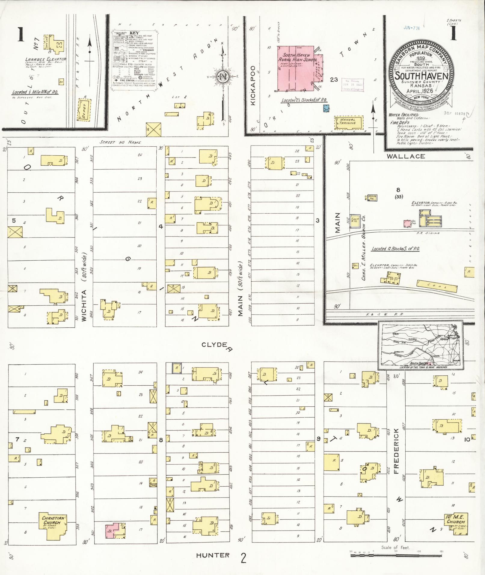 Sanborn Fire Insurance Map from South Haven, Sumner County, Kansas. (1926) – Historic Sanborn Fire Insurance Map Print