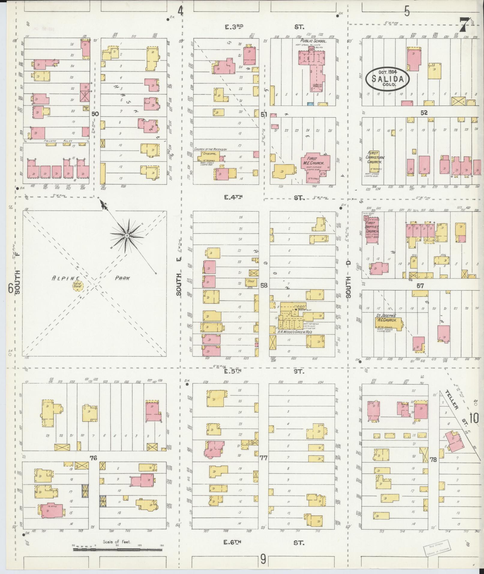 Sanborn Fire Insurance Map from Salida, Chaffee County, Colorado (1904), Sheet #0007 - Complete Map Set gallery image, historic Sanborn map, vintage wall art, Colorado Colorado