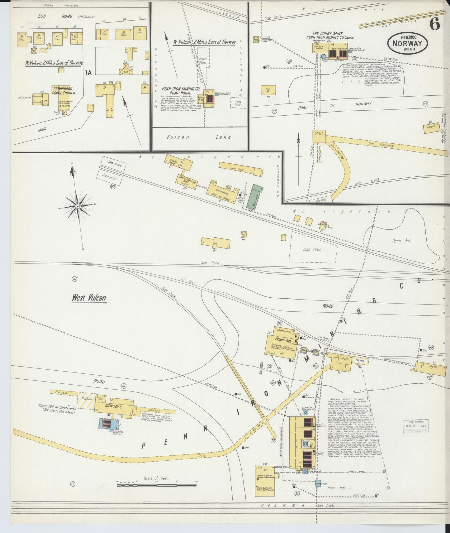 Sanborn Fire Insurance Map from Norway, Dickinson County, Michigan (1900), Sheet #0006 - Complete Map Set gallery image, historic Sanborn map, vintage wall art, Michigan Michigan