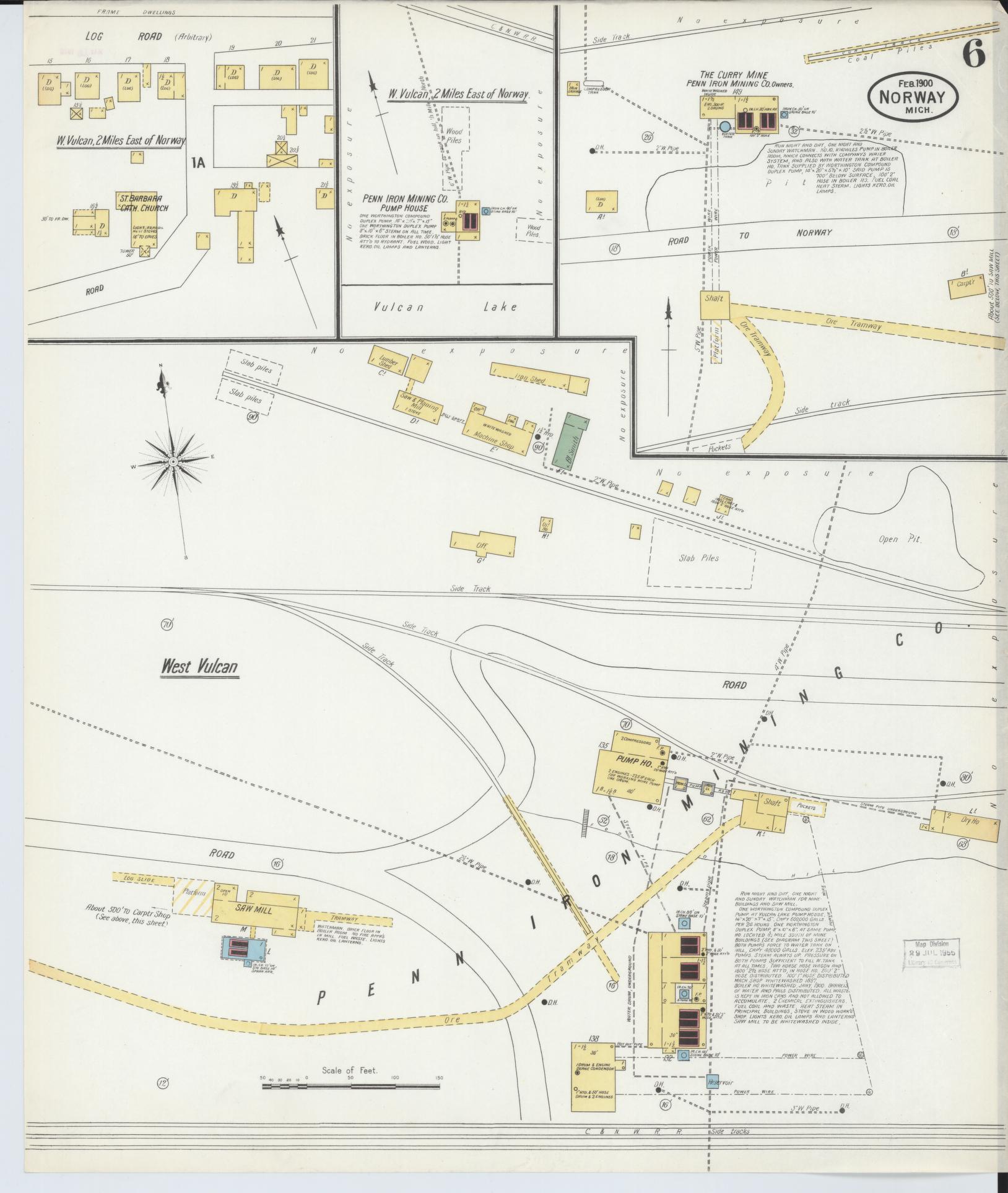 Sanborn Fire Insurance Map from Norway, Dickinson County, Michigan (1900), Sheet #0006 - Complete Map Set gallery image, historic Sanborn map, vintage wall art, Michigan Michigan