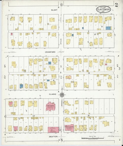 Sanborn Fire Insurance Map from Clay Center, Clay County, Kansas (1917), Sheet #0002 - Complete Map Set gallery image, historic Sanborn map, vintage wall art, Kansas Kansas