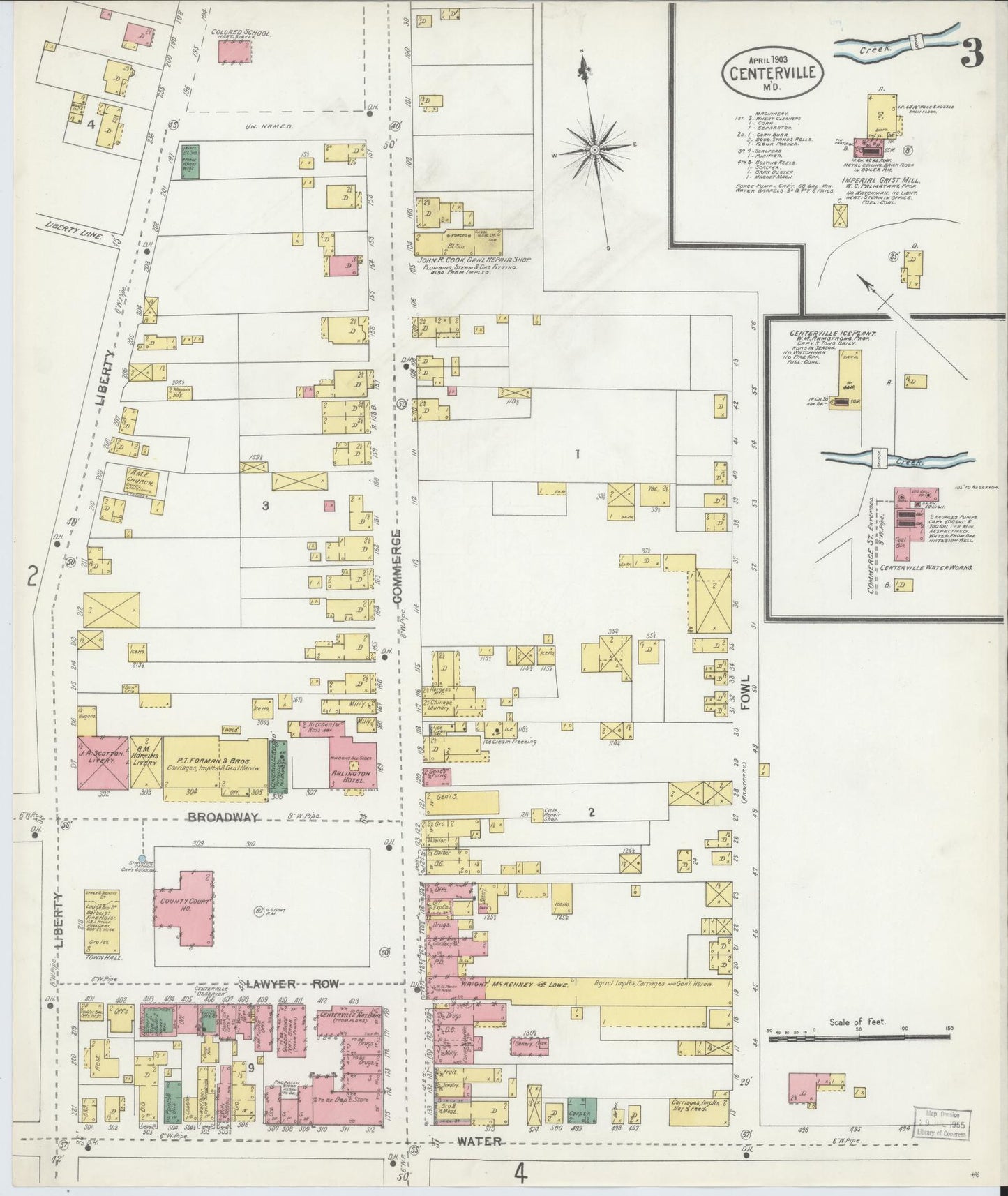 Queen Anne's, Maryland - 1903 - Sanborn Fire Insurance Map, Sheet #0003 - Historic Sanborn Fire Insurance Map Print, Queen Anne's Maryland 1903 0003 vintage old map wall art