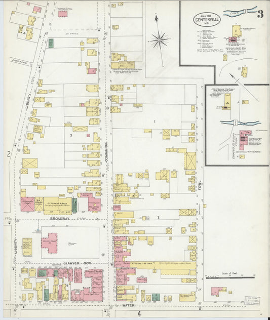 Queen Anne's, Maryland - 1903 - Sanborn Fire Insurance Map, Sheet #0003 - Historic Sanborn Fire Insurance Map Print, Queen Anne's Maryland 1903 0003 vintage old map wall art