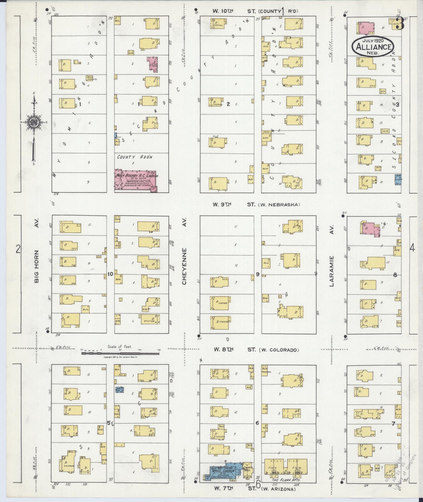 Sanborn Fire Insurance Map from Alliance, Box Butte County, Nebraska (1920), Sheet #0003 - Complete Map Set gallery image, historic Sanborn map, vintage wall art, Nebraska Nebraska