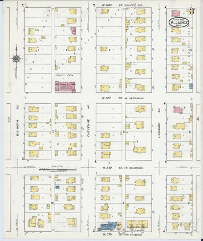 Sanborn Fire Insurance Map from Alliance, Box Butte County, Nebraska (1920), Sheet #0003 - Complete Map Set gallery image, historic Sanborn map, vintage wall art, Nebraska Nebraska