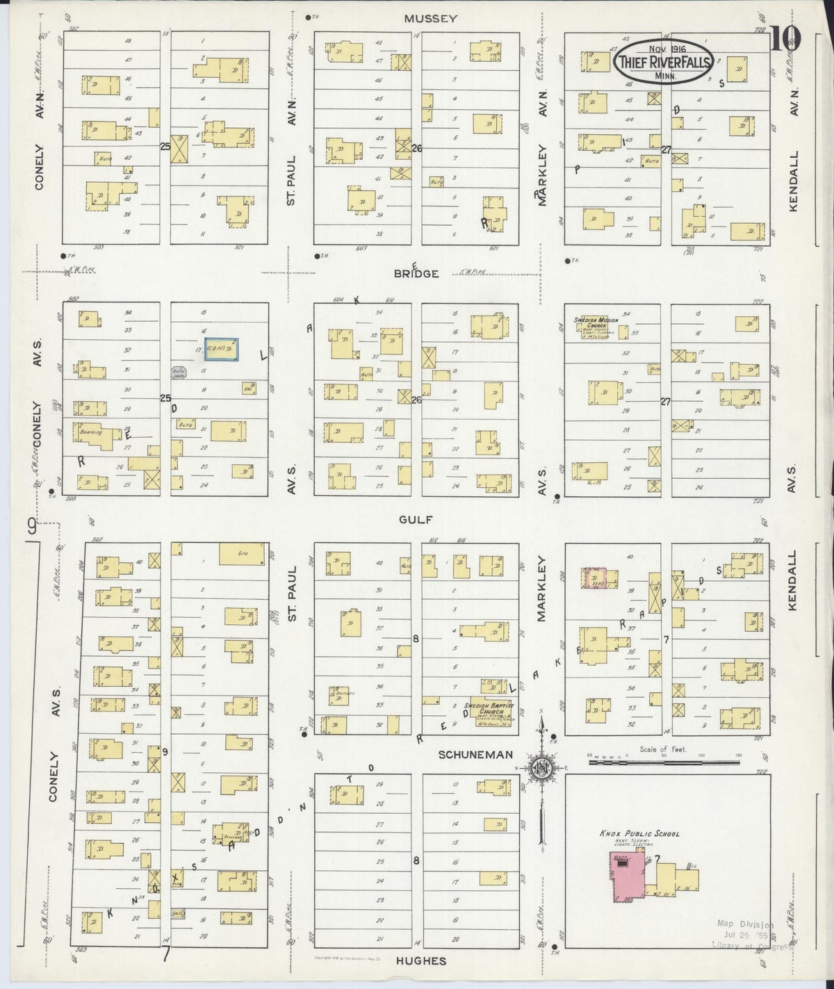 Sanborn Fire Insurance Map from Thief River Falls, Pennington County, Minnesota (1916), Sheet #0010 - Historic Sanborn Fire Insurance Map Print, vintage old map wall art, antique decor, genealogy gift, Minnesota Minnesota map