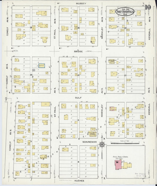 Sanborn Fire Insurance Map from Thief River Falls, Pennington County, Minnesota (1916), Sheet #0010 - Historic Sanborn Fire Insurance Map Print, vintage old map wall art, antique decor, genealogy gift, Minnesota Minnesota map