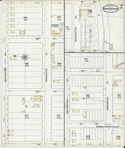 Sanborn Fire Insurance Map from Middlesboro, Bell County, Kentucky (1891), Sheet #0007 - Complete Map Set gallery image, historic Sanborn map, vintage wall art, Kentucky Kentucky
