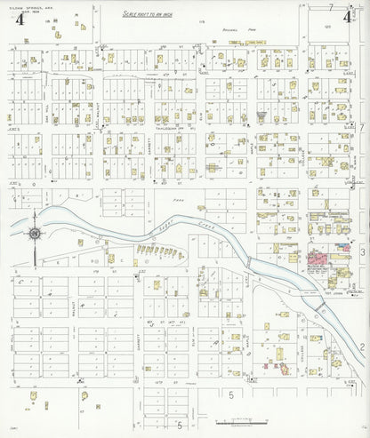 Sanborn Fire Insurance Map from Siloam Springs, Benton County, Arkansas (1936), Sheet #0004 - Complete Map Set gallery image, historic Sanborn map, vintage wall art, Arkansas Arkansas