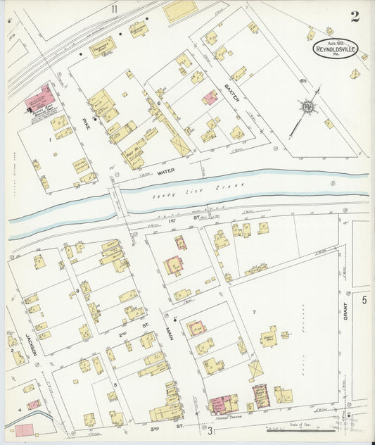 Sanborn Fire Insurance Map from Reynoldsville, Jefferson County, Pennsylvania (1912), Sheet #0002 - Historic Sanborn Fire Insurance Map Print, vintage old map wall art, antique decor, genealogy gift, Pennsylvania Pennsylvania map