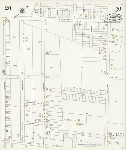 Sanborn Fire Insurance Map from Pleasantville, Atlantic County, New Jersey (1924), Sheet #0020 - Complete Map Set gallery image, historic Sanborn map, vintage wall art, New Jersey New Jersey