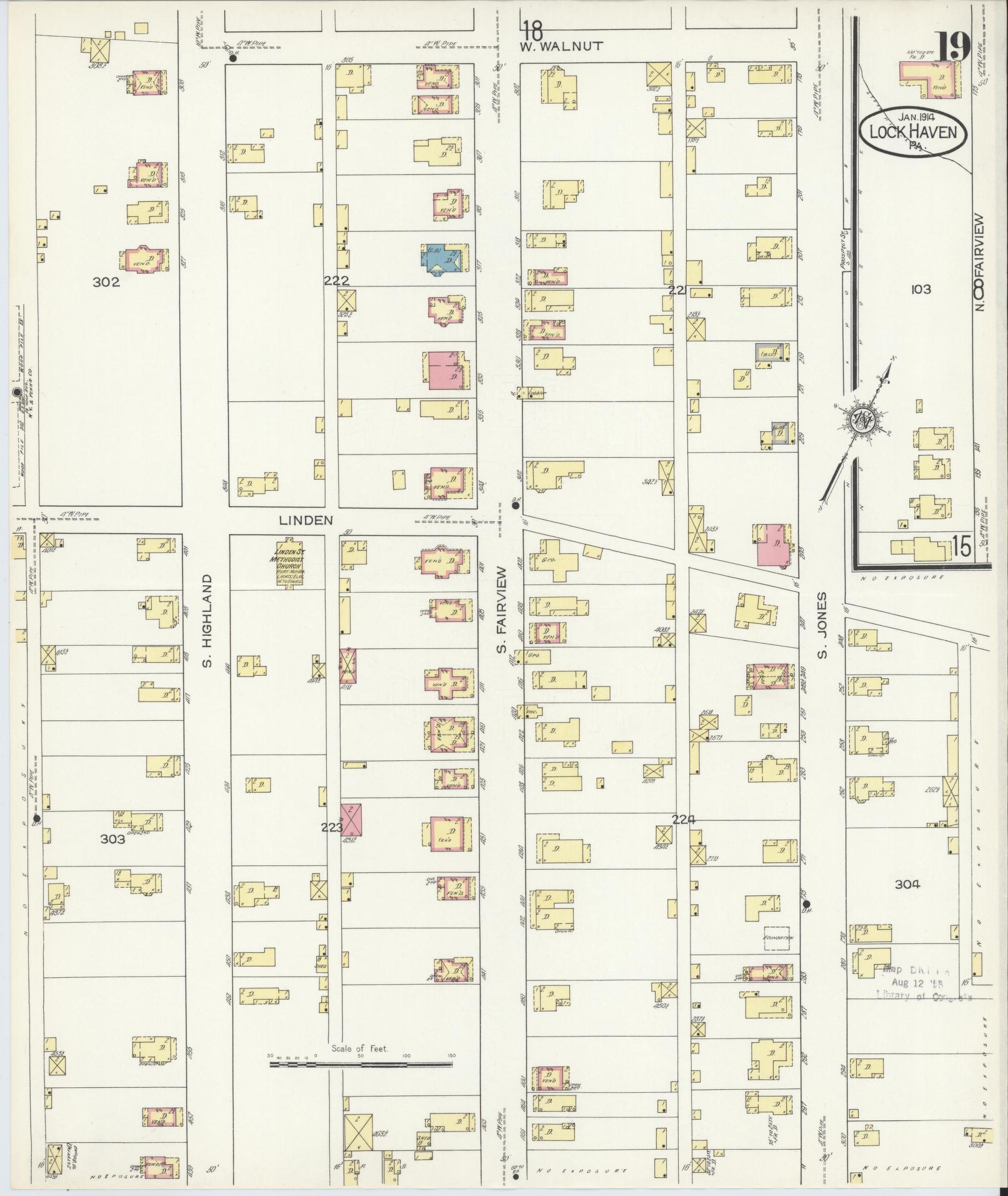 Sanborn Fire Insurance Map from Lock Haven, Clinton County, Pennsylvania (1914), Sheet #0019 - Complete Map Set gallery image, historic Sanborn map, vintage wall art, Pennsylvania Pennsylvania