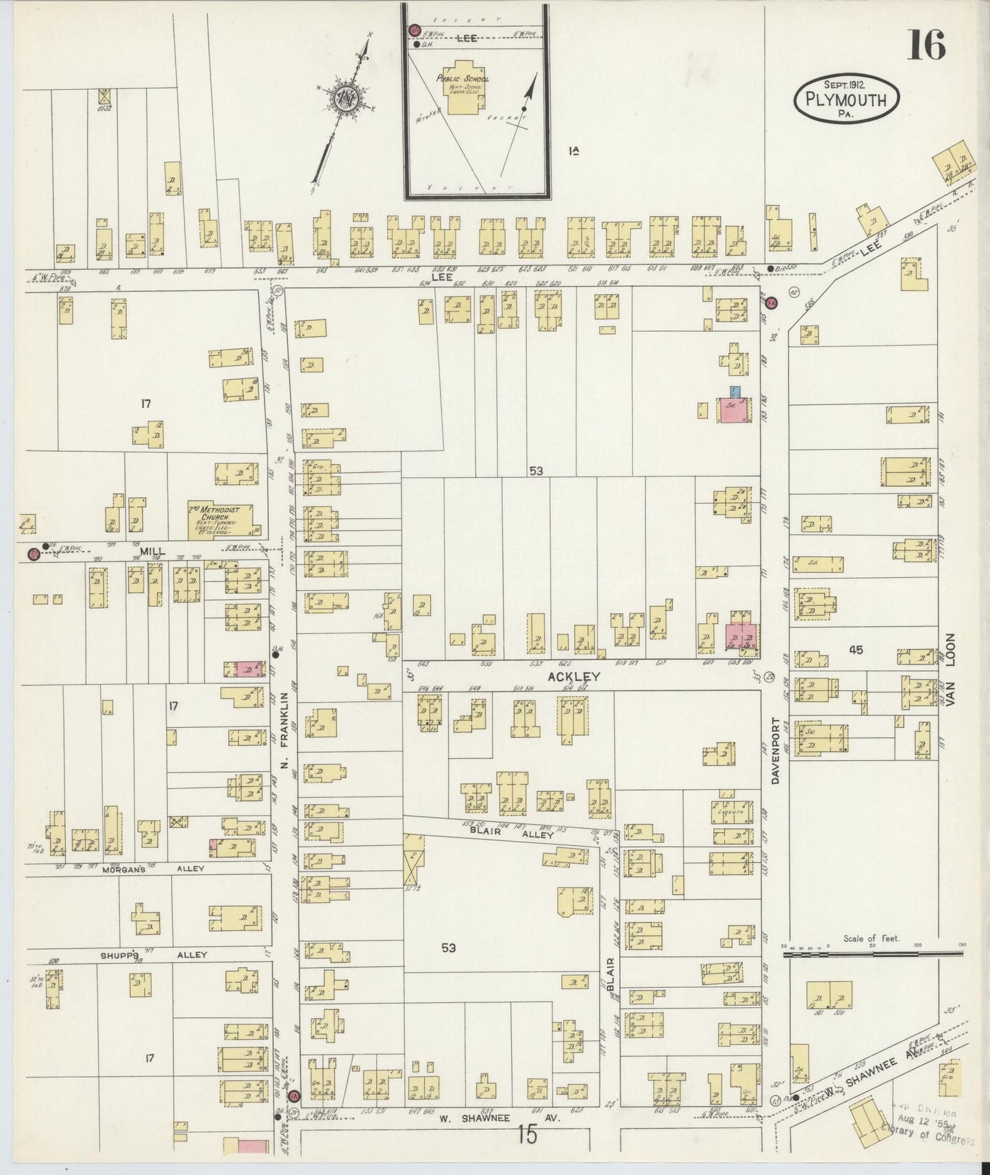 Sanborn Fire Insurance Map from Plymouth, Luzerne County, Pennsylvania (1912), Sheet #0016 - Complete Map Set gallery image, historic Sanborn map, vintage wall art, Pennsylvania Pennsylvania