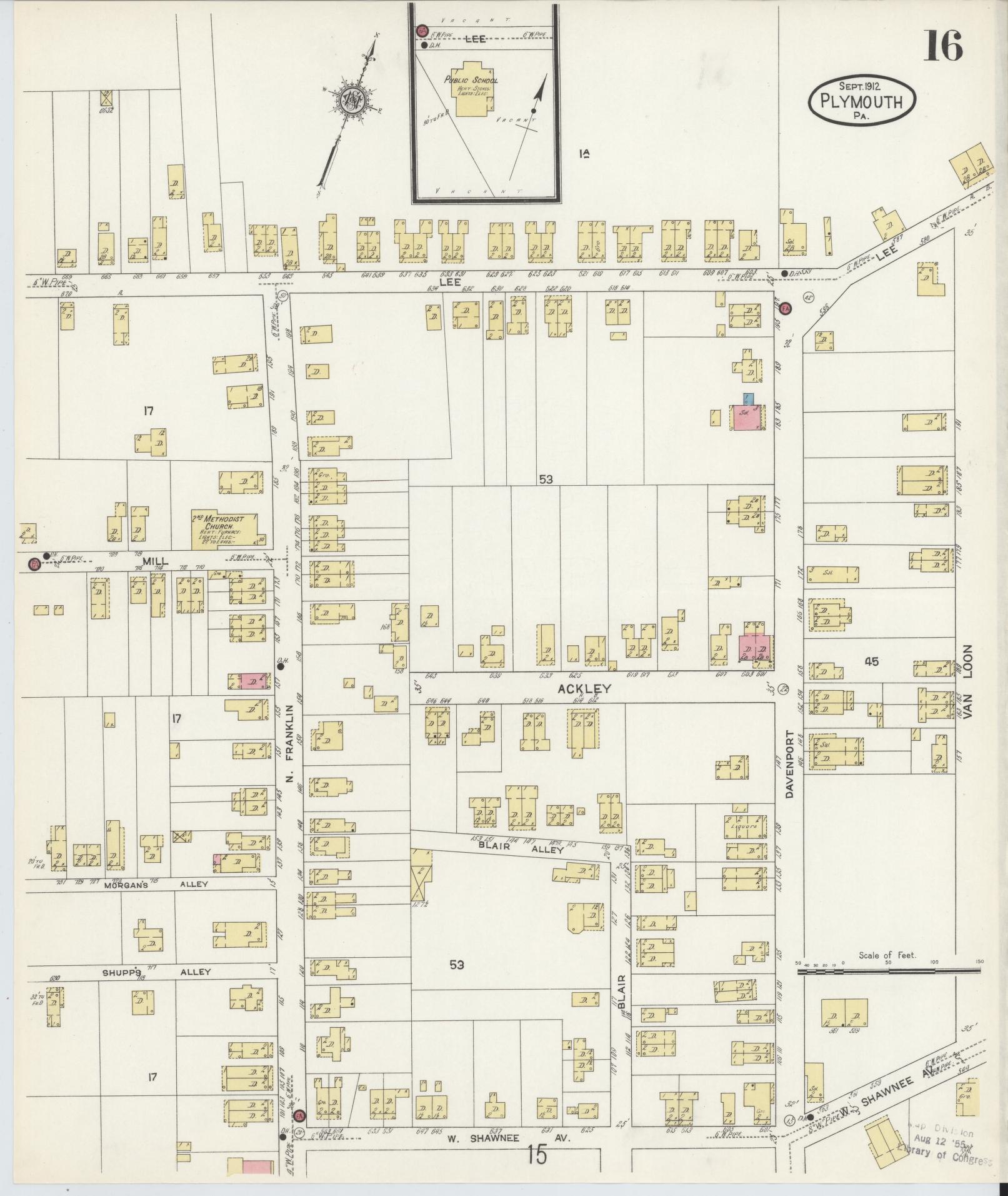 Sanborn Fire Insurance Map from Plymouth, Luzerne County, Pennsylvania (1912), Sheet #0016 - Complete Map Set gallery image, historic Sanborn map, vintage wall art, Pennsylvania Pennsylvania