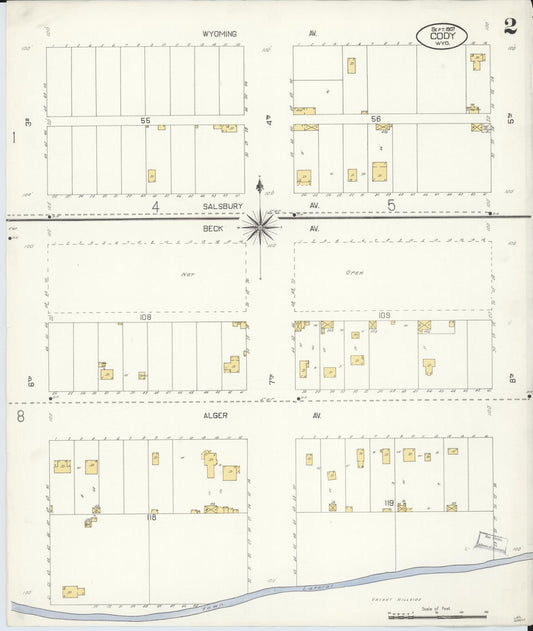 Sanborn Fire Insurance Map from Cody, Park County, Wyoming (1907), Sheet #0002 - Historic Sanborn Fire Insurance Map Print, vintage old map wall art, antique decor, genealogy gift, Wyoming Wyoming map