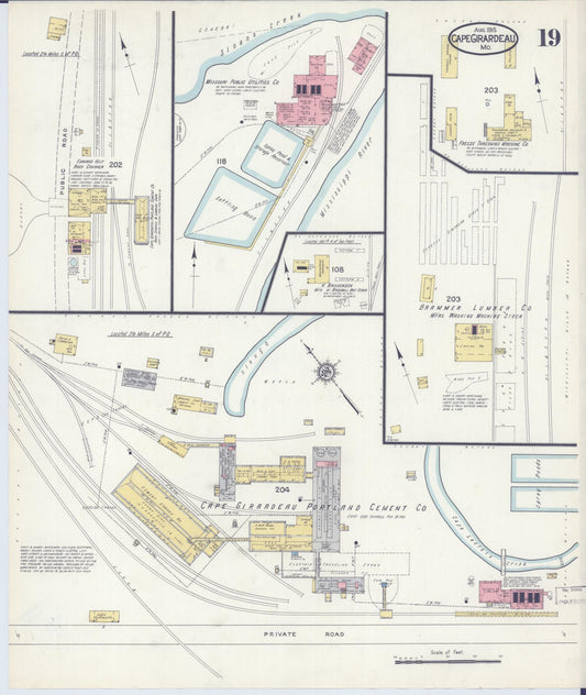 Sanborn Fire Insurance Map from Cape Girardeau, Cape Girardeau County, Missouri (1915), Sheet #0019 - Historic Sanborn Fire Insurance Map Print, vintage old map wall art, antique decor, genealogy gift, Missouri Missouri map