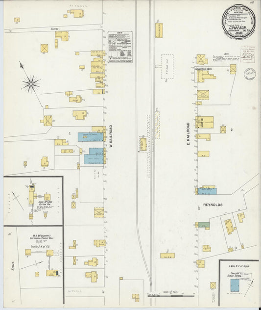 Sanborn Fire Insurance Map from Cameron, Le Flore County, Oklahoma (1901), Sheet #0001 - Historic Sanborn Fire Insurance Map Print, vintage old map wall art, antique decor, genealogy gift, Oklahoma Oklahoma map