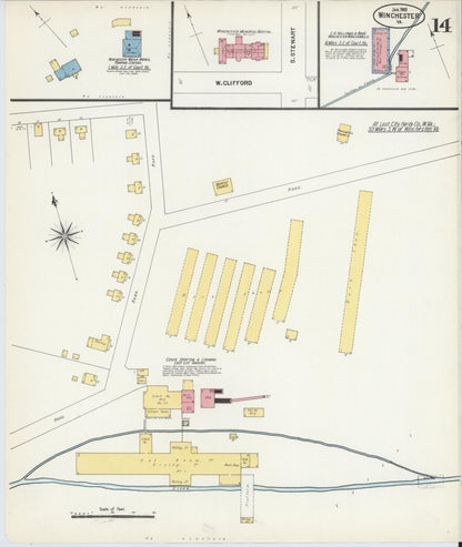 Sanborn Fire Insurance Map from Winchester, Independent Cities, Virginia (1903), Sheet #0014 - Historic Sanborn Fire Insurance Map Print, vintage old map wall art, antique decor, genealogy gift, Virginia Virginia map