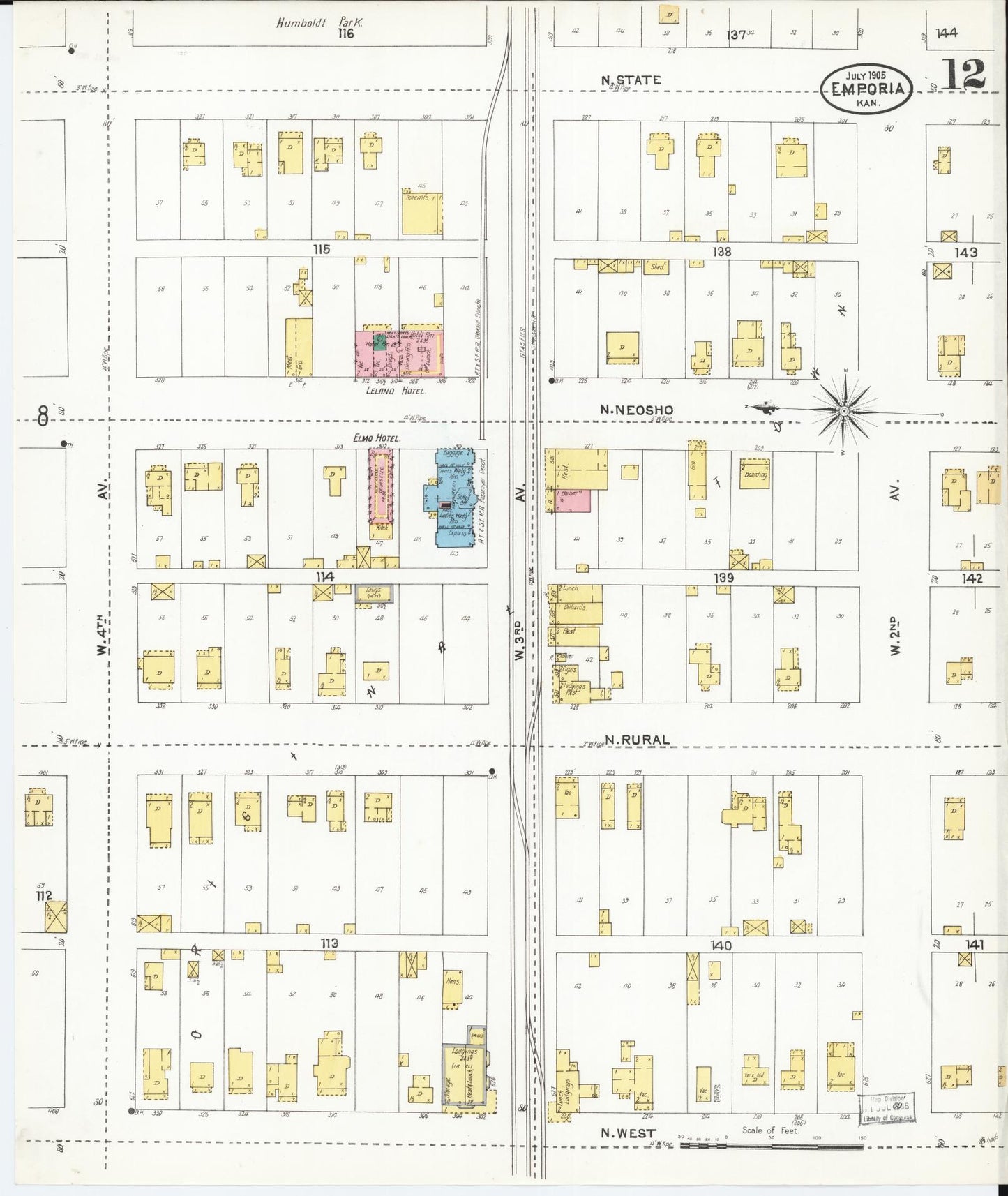 Sanborn Fire Insurance Map from Emporia, Lyon County, Kansas (1905), Sheet #0012 - Complete Map Set gallery image, historic Sanborn map, vintage wall art, Kansas Kansas
