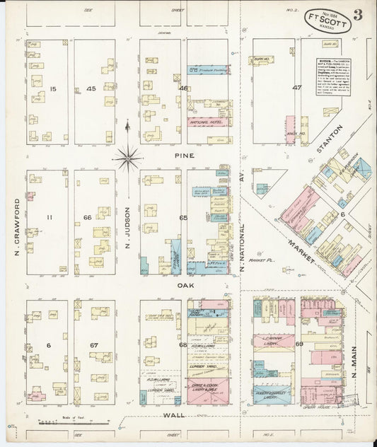 Sanborn Fire Insurance Map from Fort Scott, Bourbon County, Kansas (1884), Sheet #0003 - Historic Sanborn Fire Insurance Map Print, vintage old map wall art, antique decor, genealogy gift, Kansas Kansas map