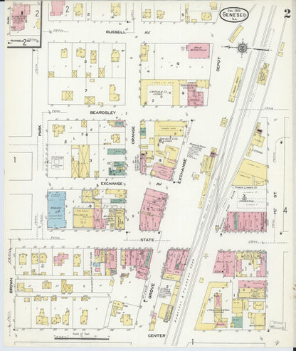 Sanborn Fire Insurance Map from Geneseo, Henry County, Illinois (1909), Sheet #0002 - Historic Sanborn Fire Insurance Map Print, vintage old map wall art, antique decor, genealogy gift, Illinois Illinois map