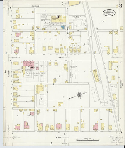 Sanborn Fire Insurance Map from Hillsboro, Highland County, Ohio (1911), Sheet #0003 - Historic Sanborn Fire Insurance Map Print, vintage old map wall art, antique decor, genealogy gift, Ohio Ohio map