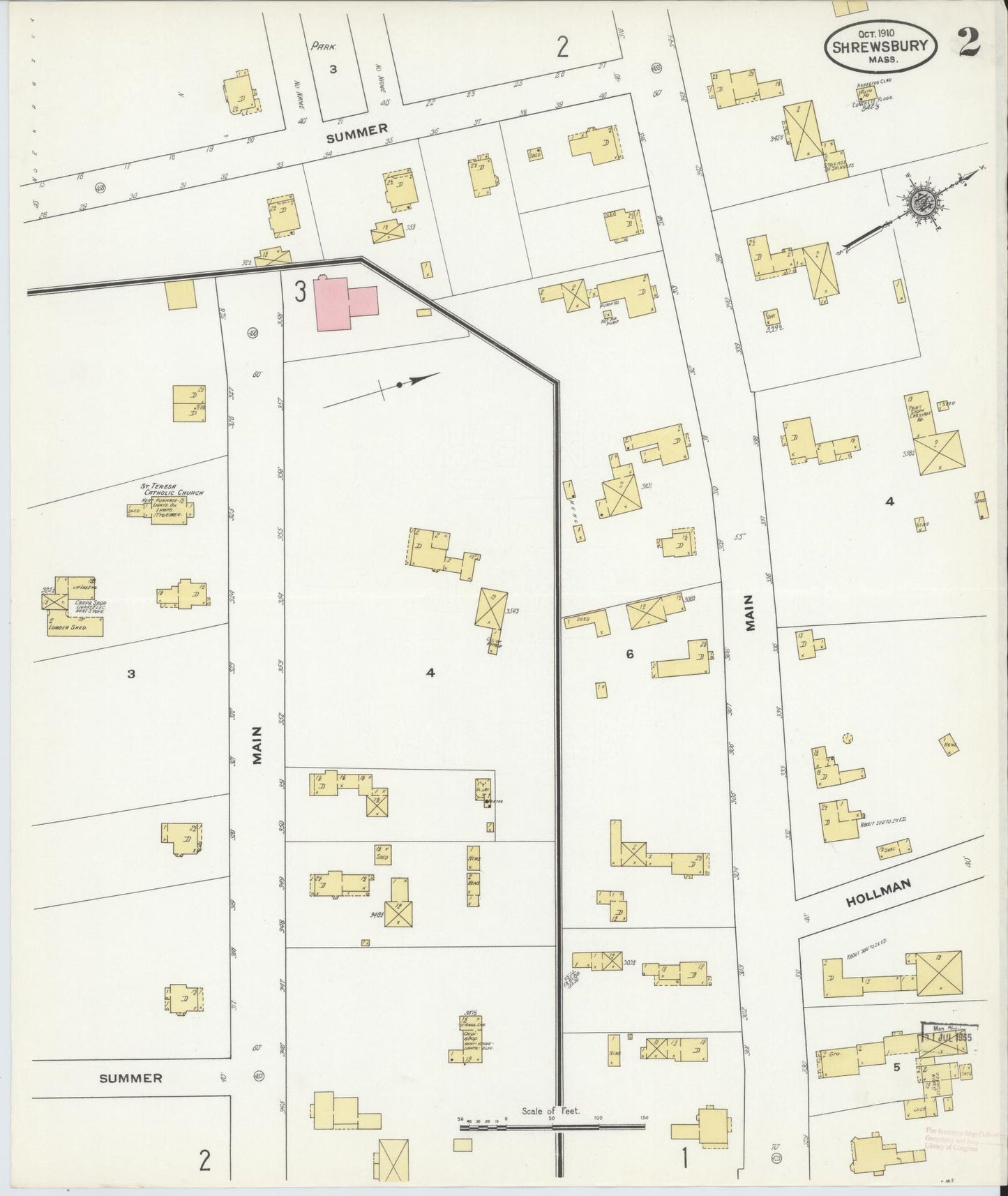 Sanborn Fire Insurance Map from Shrewsbury, Worcester County, Massachusetts (1910), Sheet #0002 - Complete Map Set gallery image, historic Sanborn map, vintage wall art, Massachusetts Massachusetts