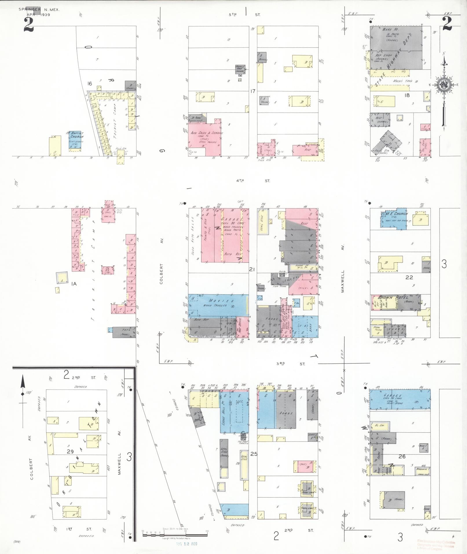 Sanborn Fire Insurance Map from Springer, Colfax County, New Mexico (1939), Sheet #0002 - Complete Map Set gallery image, historic Sanborn map, vintage wall art, New Mexico New Mexico