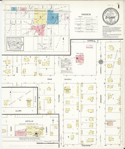 Sanborn Fire Insurance Map from Dysart, Tama County, Iowa (1913), Sheet #0001 - Historic Sanborn Fire Insurance Map Print