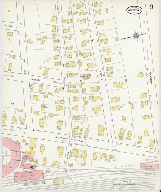 Sanborn Fire Insurance Map from Whitehall, Washington County, New York (1915), Sheet #0009 - Historic Sanborn Fire Insurance Map Print, vintage old map wall art, antique decor, genealogy gift, New York New York map