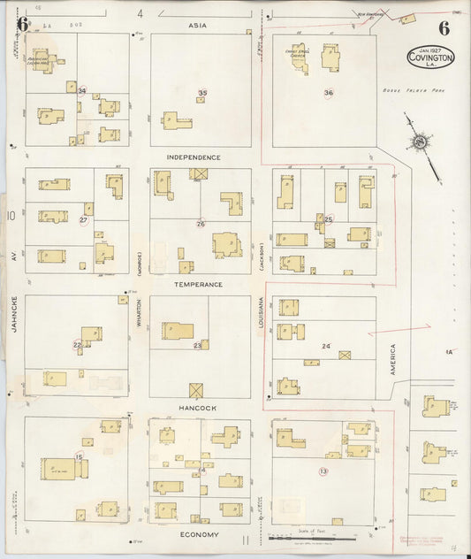 Sanborn Fire Insurance Map from Covington, Saint Tammany Parish, Louisiana (1941), Sheet #0006 - Historic Sanborn Fire Insurance Map Print, vintage old map wall art, antique decor, genealogy gift, Louisiana Louisiana map