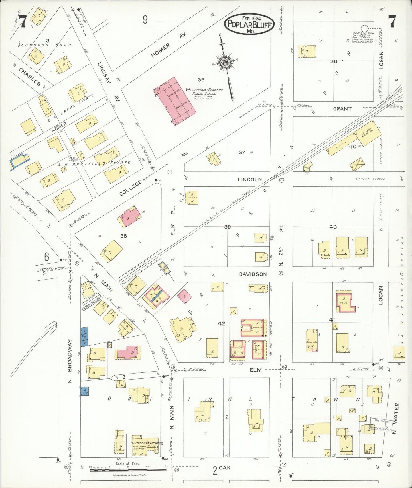 Sanborn Fire Insurance Map from Poplar Bluff, Butler County, Missouri (1924), Sheet #0007 - Complete Map Set gallery image, historic Sanborn map, vintage wall art, Missouri Missouri