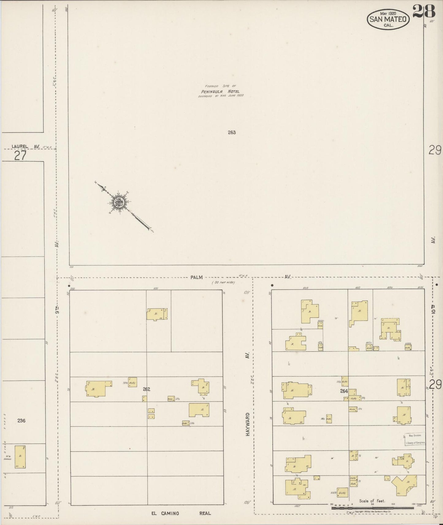 Sanborn Fire Insurance Map from San Mateo, San Mateo County, California (1920), Sheet #0028 - Complete Map Set gallery image, historic Sanborn map, vintage wall art, California California