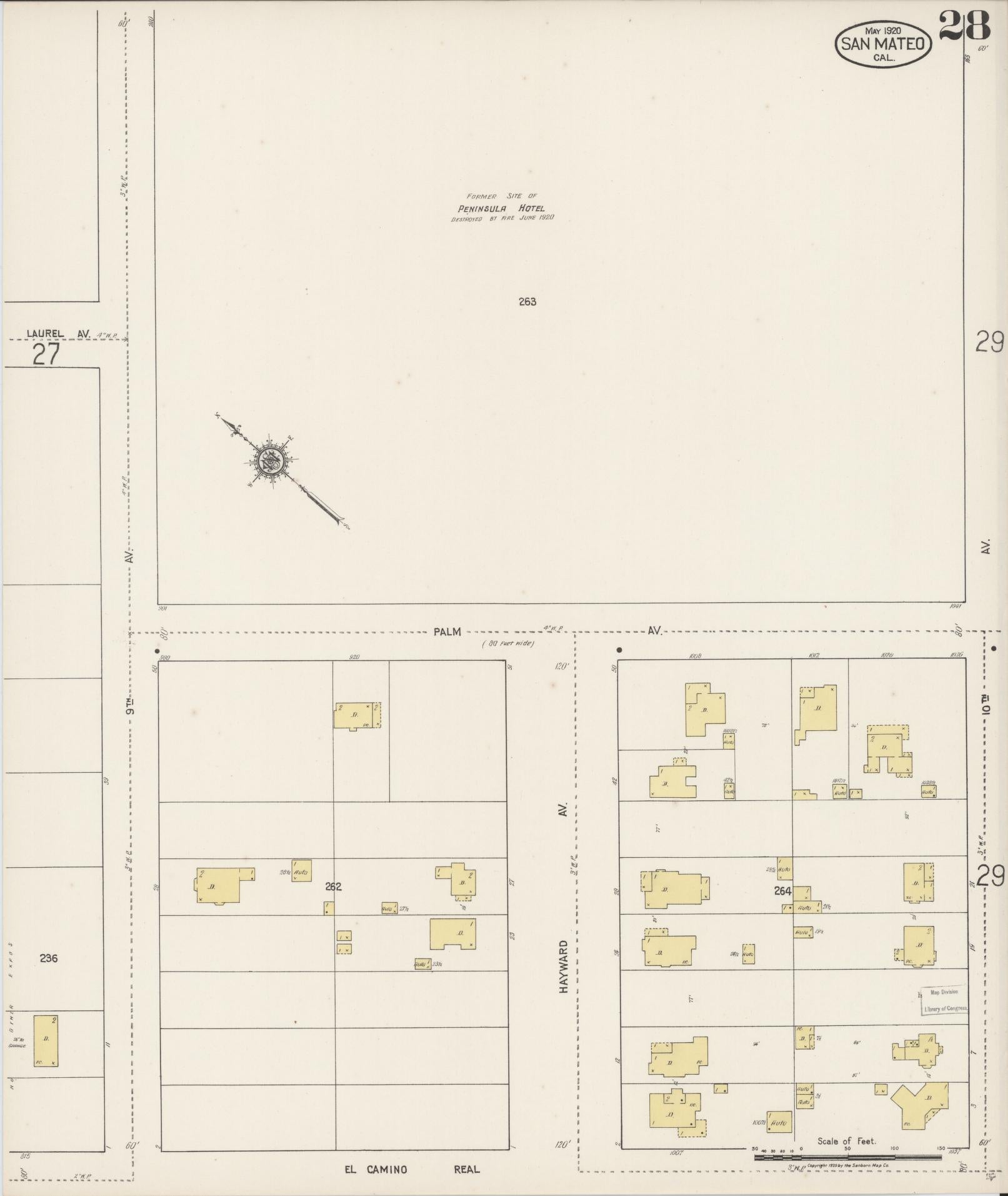 Sanborn Fire Insurance Map from San Mateo, San Mateo County, California (1920), Sheet #0028 - Complete Map Set gallery image, historic Sanborn map, vintage wall art, California California