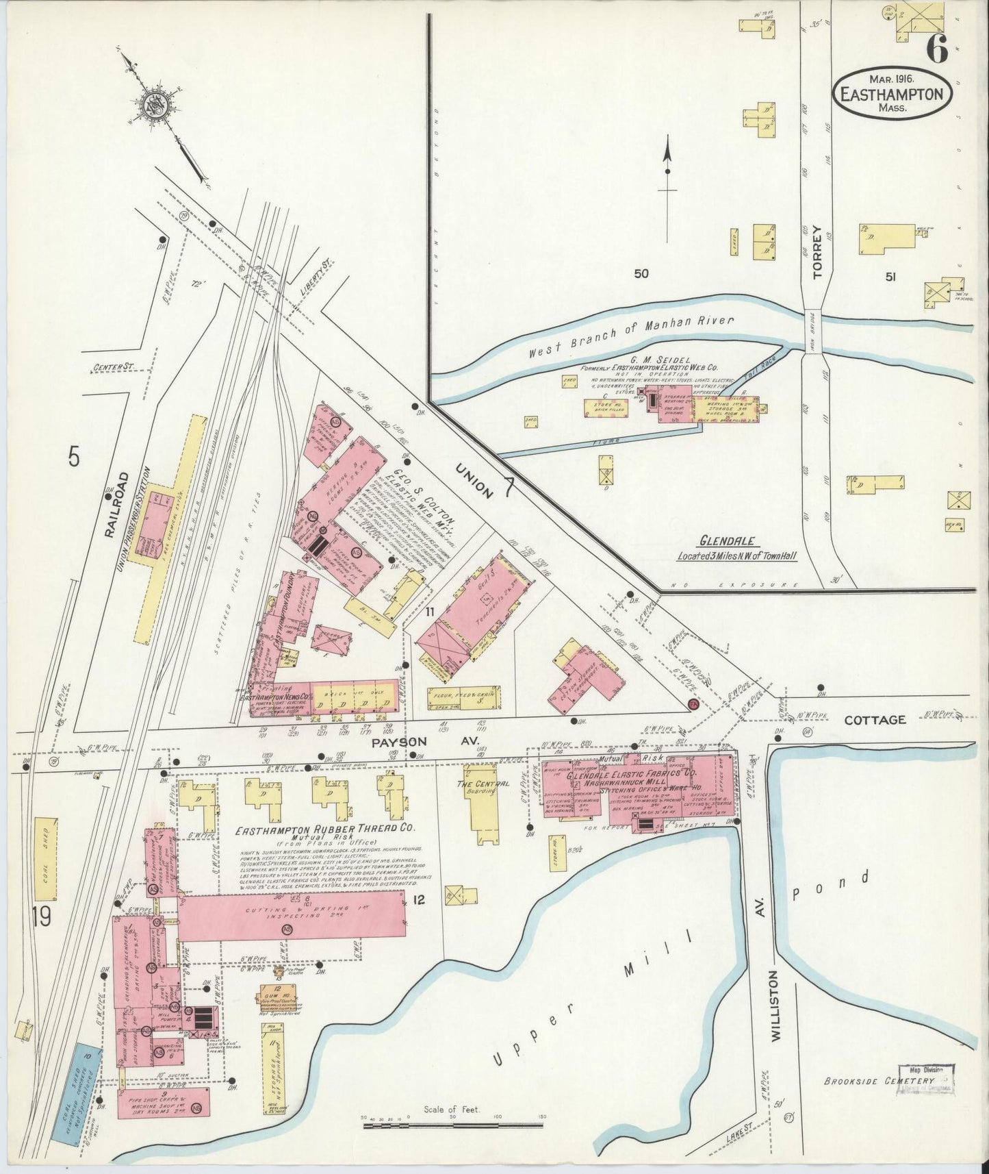 Sanborn Fire Insurance Map from East Hampton, Hampshire County, Massachusetts (1916), Sheet #0006 - Complete Map Set gallery image, historic Sanborn map, vintage wall art, Massachusetts Massachusetts