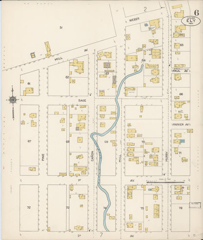 Sanborn Fire Insurance Map from Ely, White Pine County, Nevada (1912), Sheet #0006 - Complete Map Set gallery image, historic Sanborn map, vintage wall art, Nevada Nevada