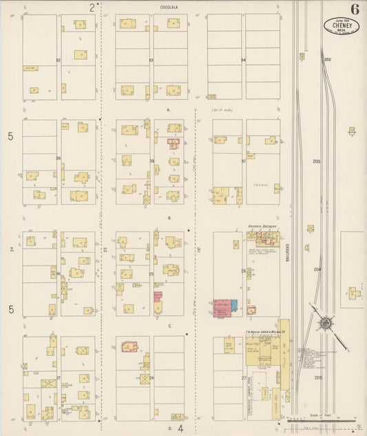 Sanborn Fire Insurance Map from Cheney, Spokane County, Washington (1916), Sheet #0006 - Historic Sanborn Fire Insurance Map Print, vintage old map wall art, antique decor, genealogy gift, Washington Washington map