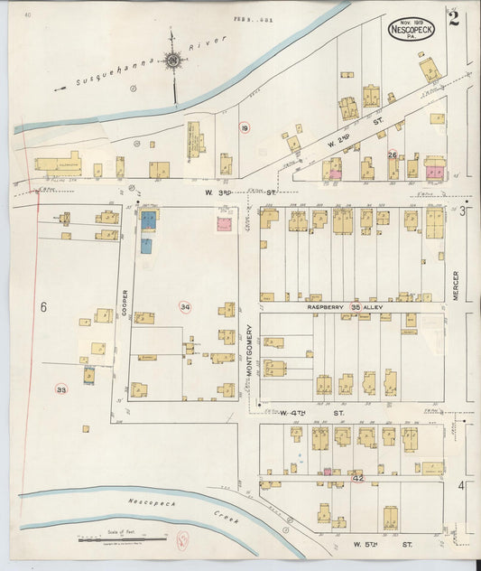 Sanborn Fire Insurance Map from Nescopeck, Luzerne County, Pennsylvania (1936), Sheet #0002 - Historic Sanborn Fire Insurance Map Print, vintage old map wall art, antique decor, genealogy gift, Pennsylvania Pennsylvania map