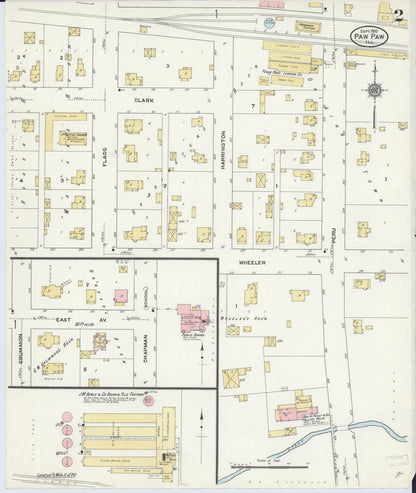 Sanborn Fire Insurance Map from Paw Paw, Lee County, Illinois (1910), Sheet #0002 - Complete Map Set gallery image, historic Sanborn map, vintage wall art, Illinois Illinois