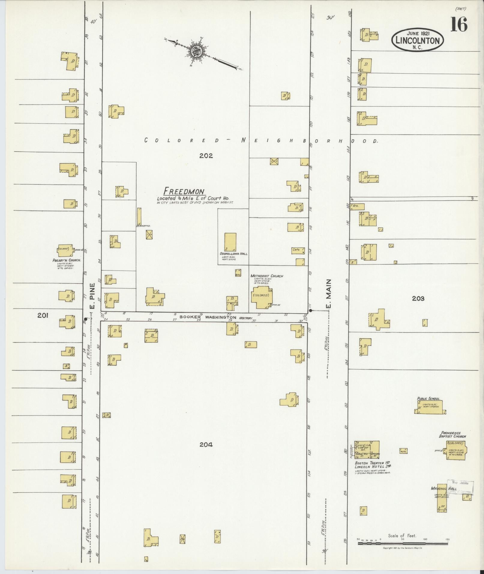 Sanborn Fire Insurance Map from Lincolnton, Lincoln County, North Carolina (1921), Sheet #0016 - Historic Sanborn Fire Insurance Map Print, vintage old map wall art, antique decor, genealogy gift, North Carolina North Carolina map