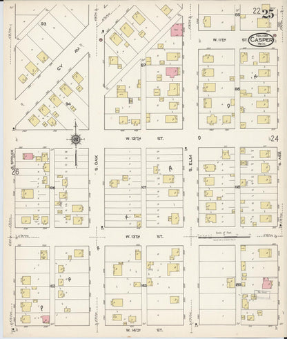 Sanborn Fire Insurance Map from Casper, Natrona County, Wyoming (1921), Sheet #0026 - Complete Map Set gallery image, historic Sanborn map, vintage wall art, Wyoming Wyoming