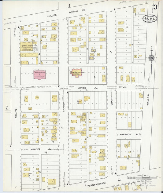 Sanborn Fire Insurance Map from Buhl, Saint Louis County, Minnesota (1917), Sheet #0003 - Historic Sanborn Fire Insurance Map Print, vintage old map wall art, antique decor, genealogy gift, Minnesota Minnesota map