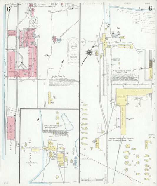 Sanborn Fire Insurance Map from Port Saint Joe, Gulf County, Florida (1940), Sheet #0006 - Historic Sanborn Fire Insurance Map Print, vintage old map wall art, antique decor, genealogy gift, Florida Florida map