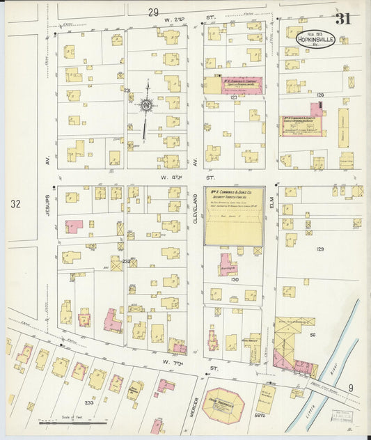 Sanborn Fire Insurance Map from Hopkinsville, Christian County, Kentucky (1913), Sheet #0031 - Historic Sanborn Fire Insurance Map Print, vintage old map wall art, antique decor, genealogy gift, Kentucky Kentucky map
