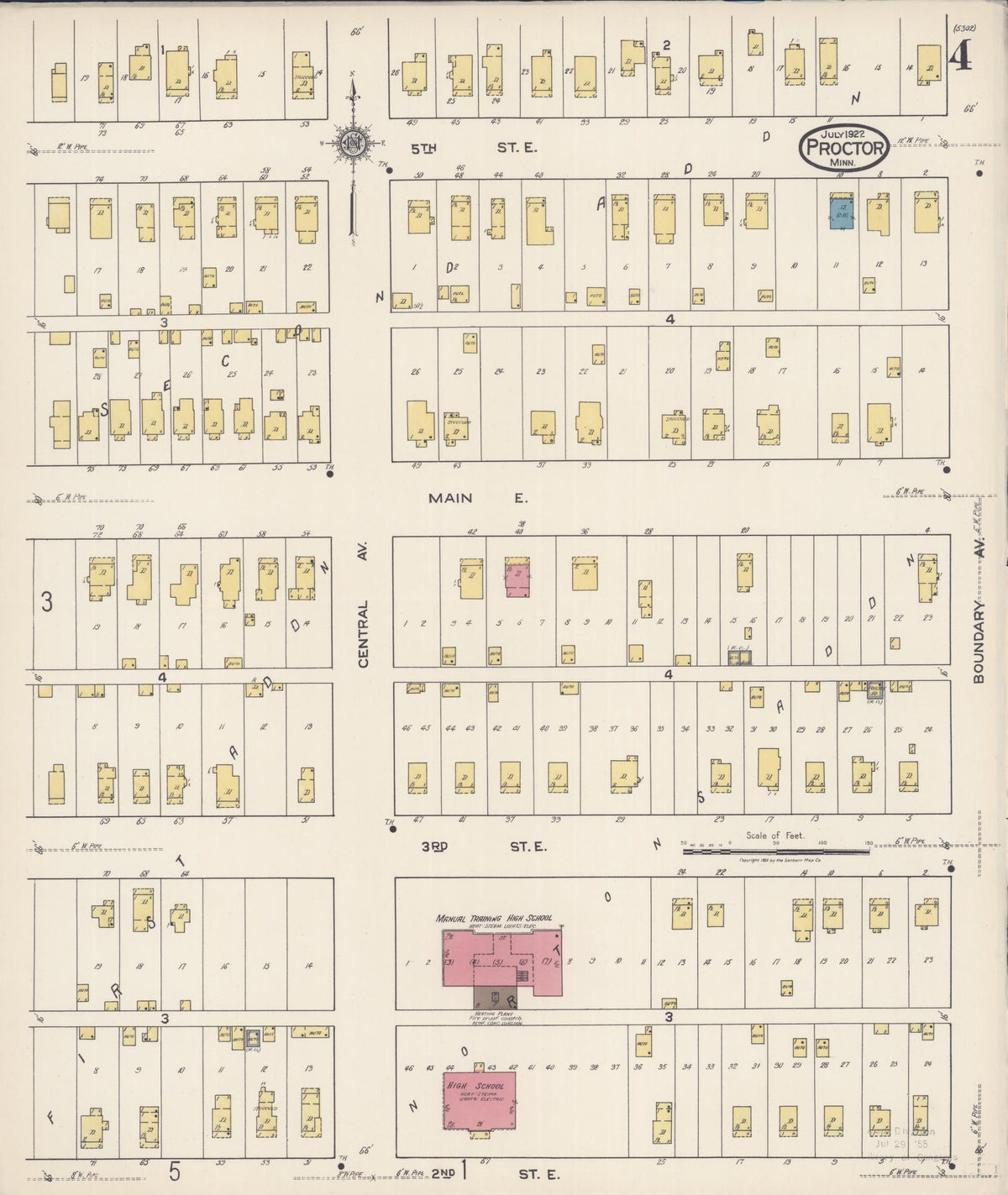 Sanborn Fire Insurance Map from Proctor, Saint Louis County, Minnesota (1922), Sheet #0004 - Complete Map Set gallery image, historic Sanborn map, vintage wall art, Minnesota Minnesota
